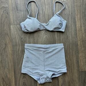 Wild Fable Retro Silver Mesh Bikini Set Top Size Small Bottom Size XS